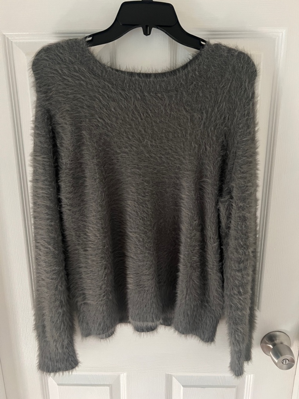 Morgan Taylor Gray Fuzzy Crewneck Sweater